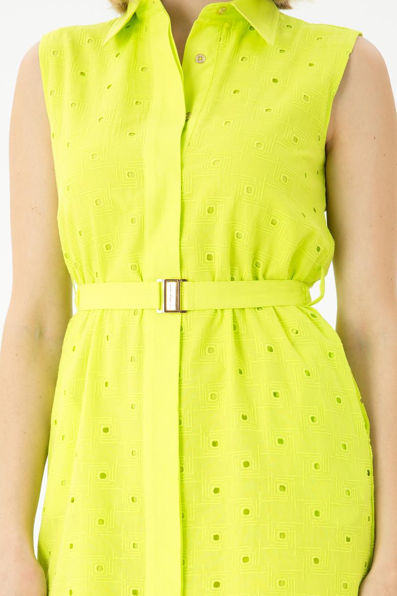 Kadın Neon Sarı Dokuma Elbise - 50262585010