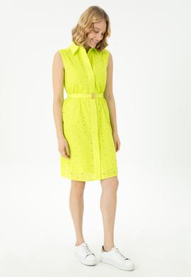 Kadın Neon Sarı Dokuma Elbise - 50262585010