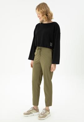 Kadın Siyah Bisiklet Yaka Sweatshirt - 50271597022