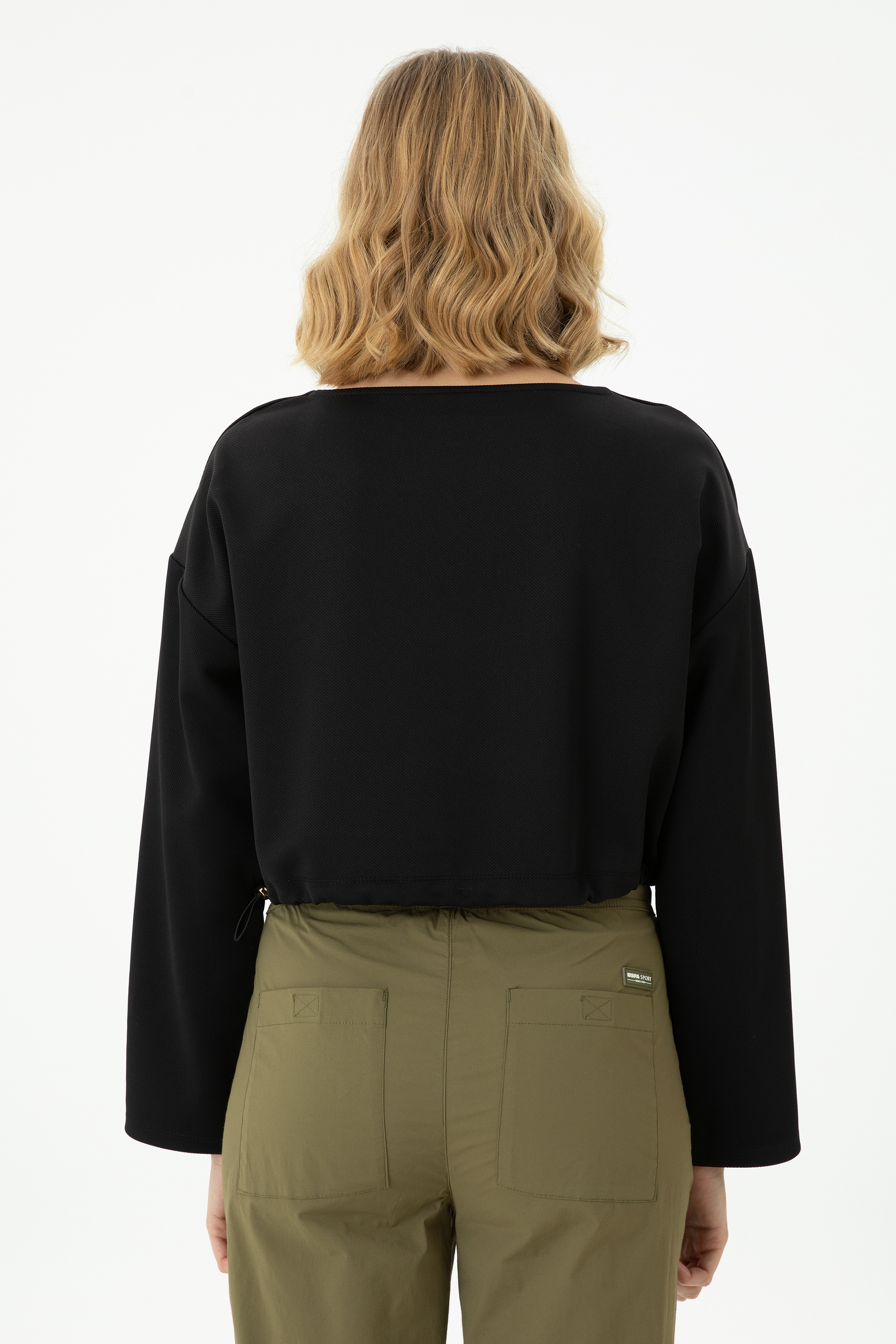 Kadın Siyah Bisiklet Yaka Sweatshirt