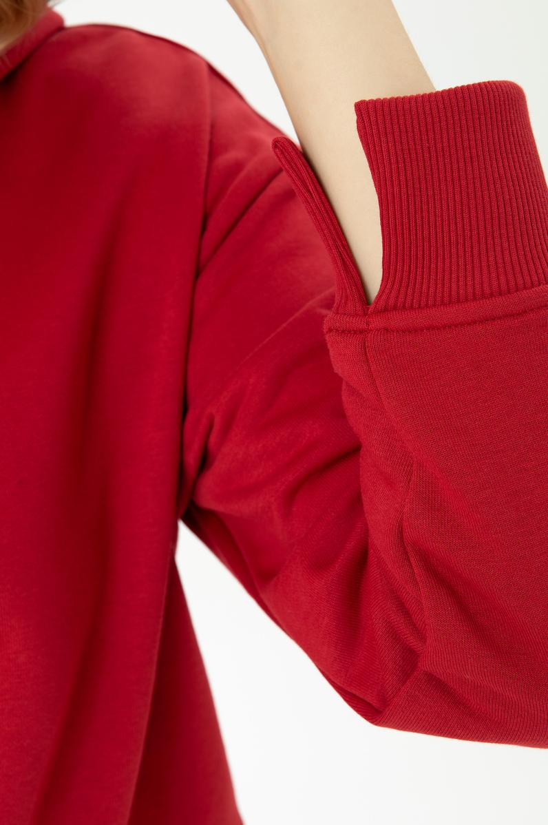 Kadın Kırmızı Kapüşonlu Sweatshirt