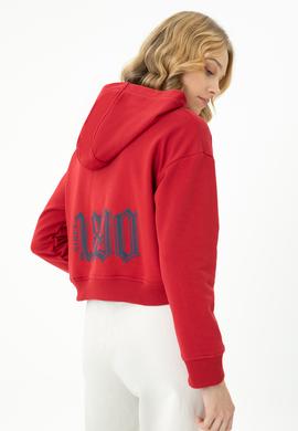 Kadın Kırmızı Kapüşonlu Sweatshirt - 50271652004