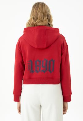 Kadın Kırmızı Kapüşonlu Sweatshirt - 50271652004