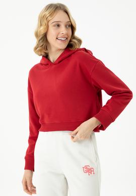 Kadın Kırmızı Kapüşonlu Sweatshirt - 50271652004