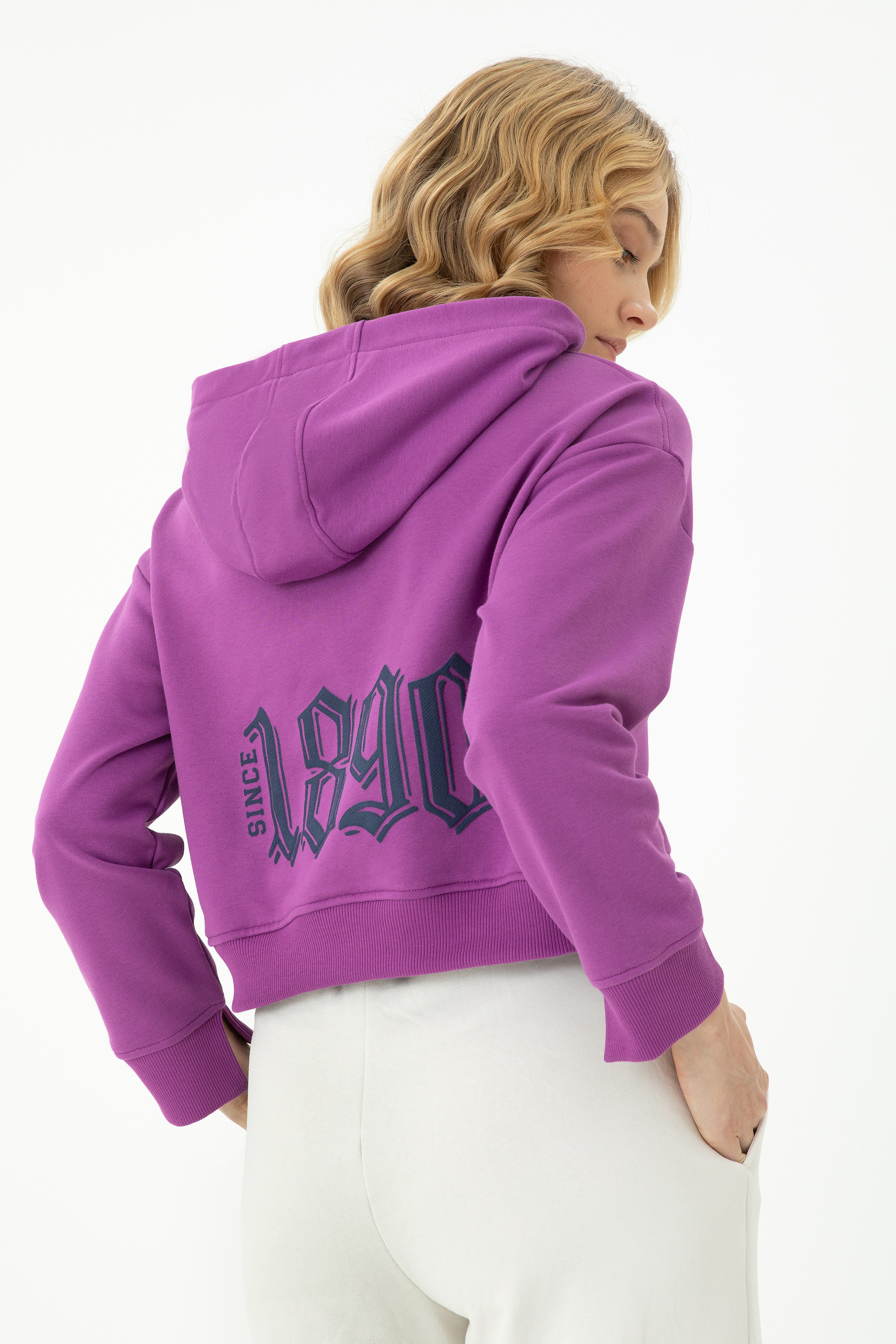 Kadın Violet Kapüşonlu Sweatshirt