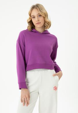 Kadın Violet Kapüşonlu Sweatshirt - 50271652020
