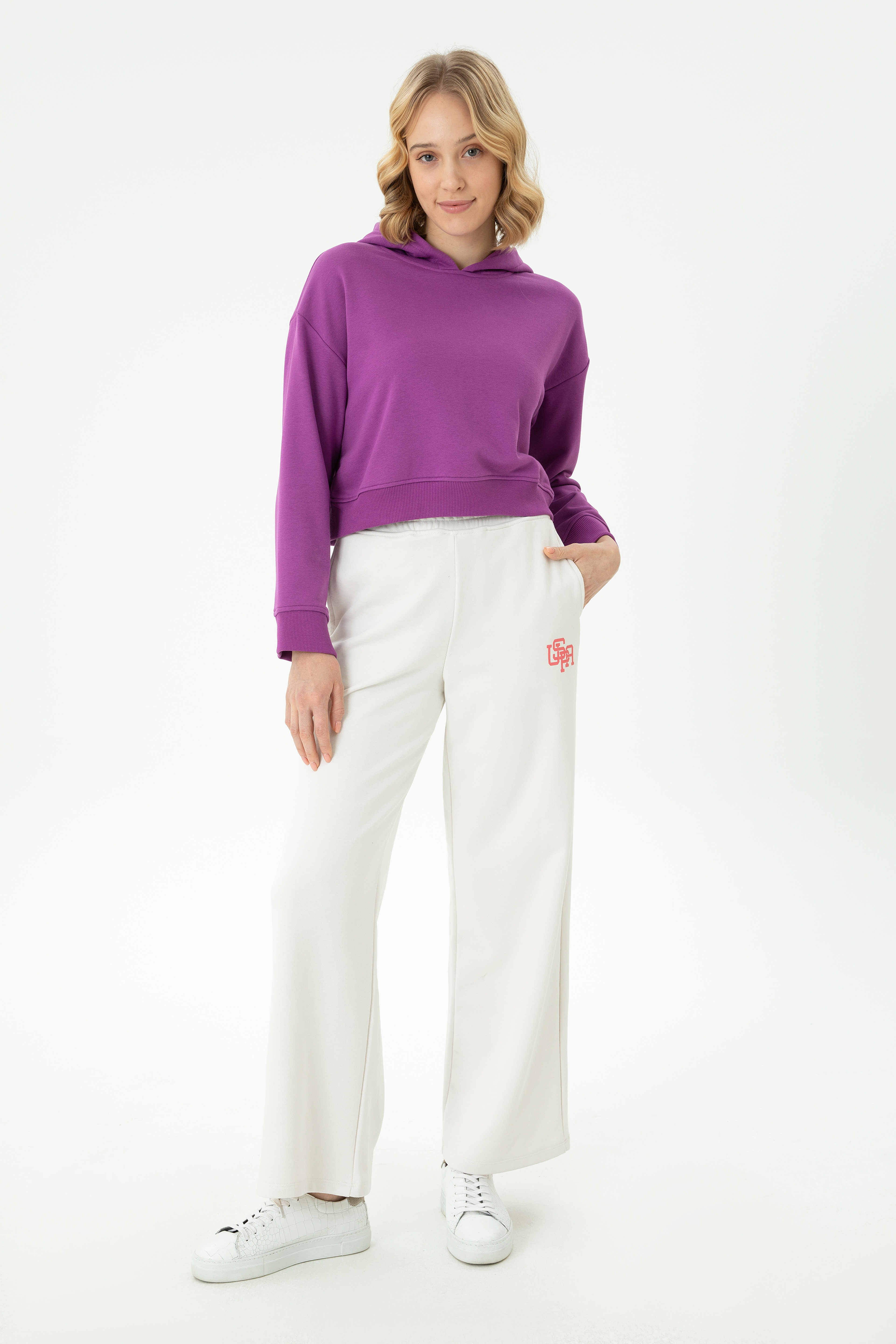 Kadın Violet Kapüşonlu Sweatshirt