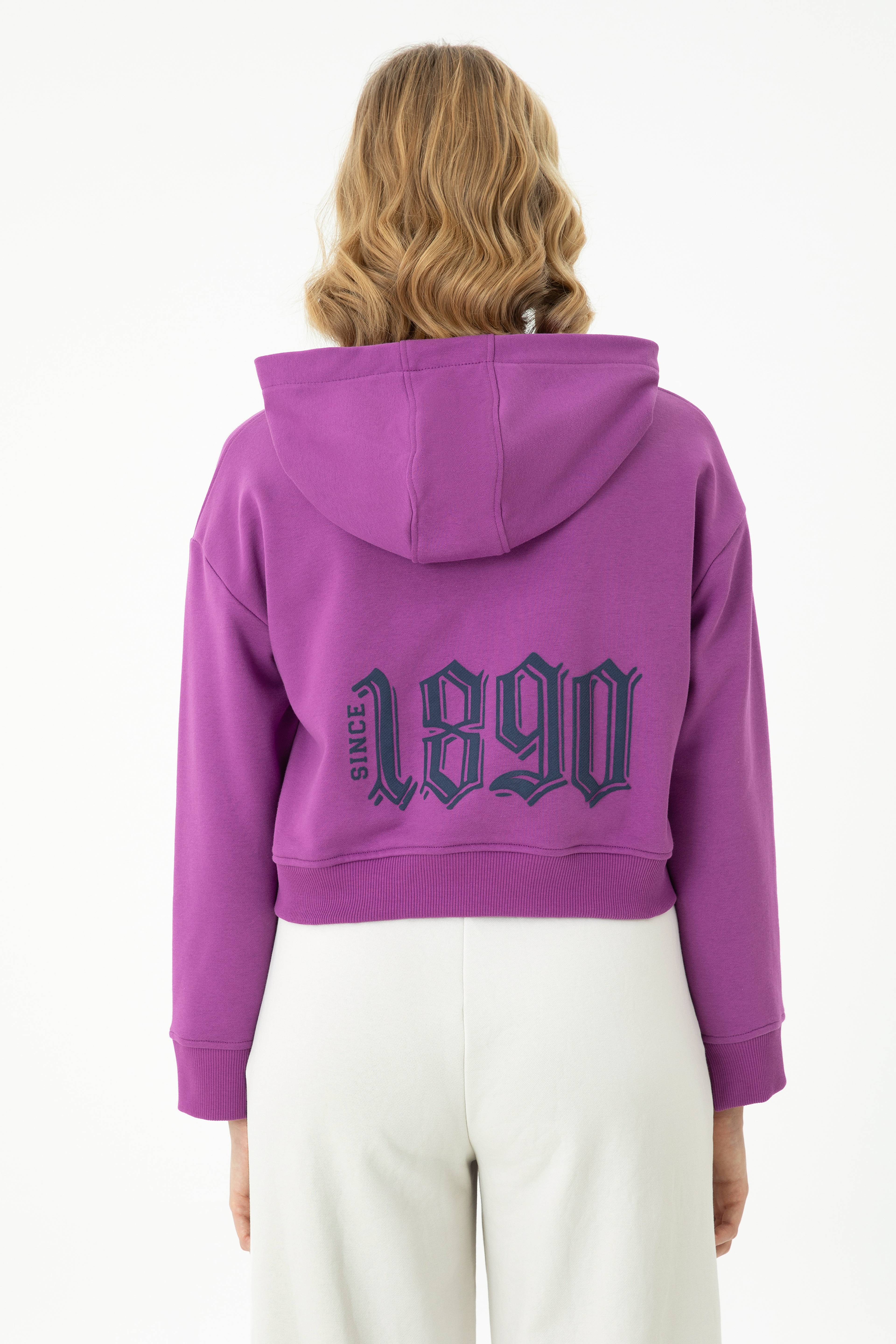 Kadın Violet Kapüşonlu Sweatshirt