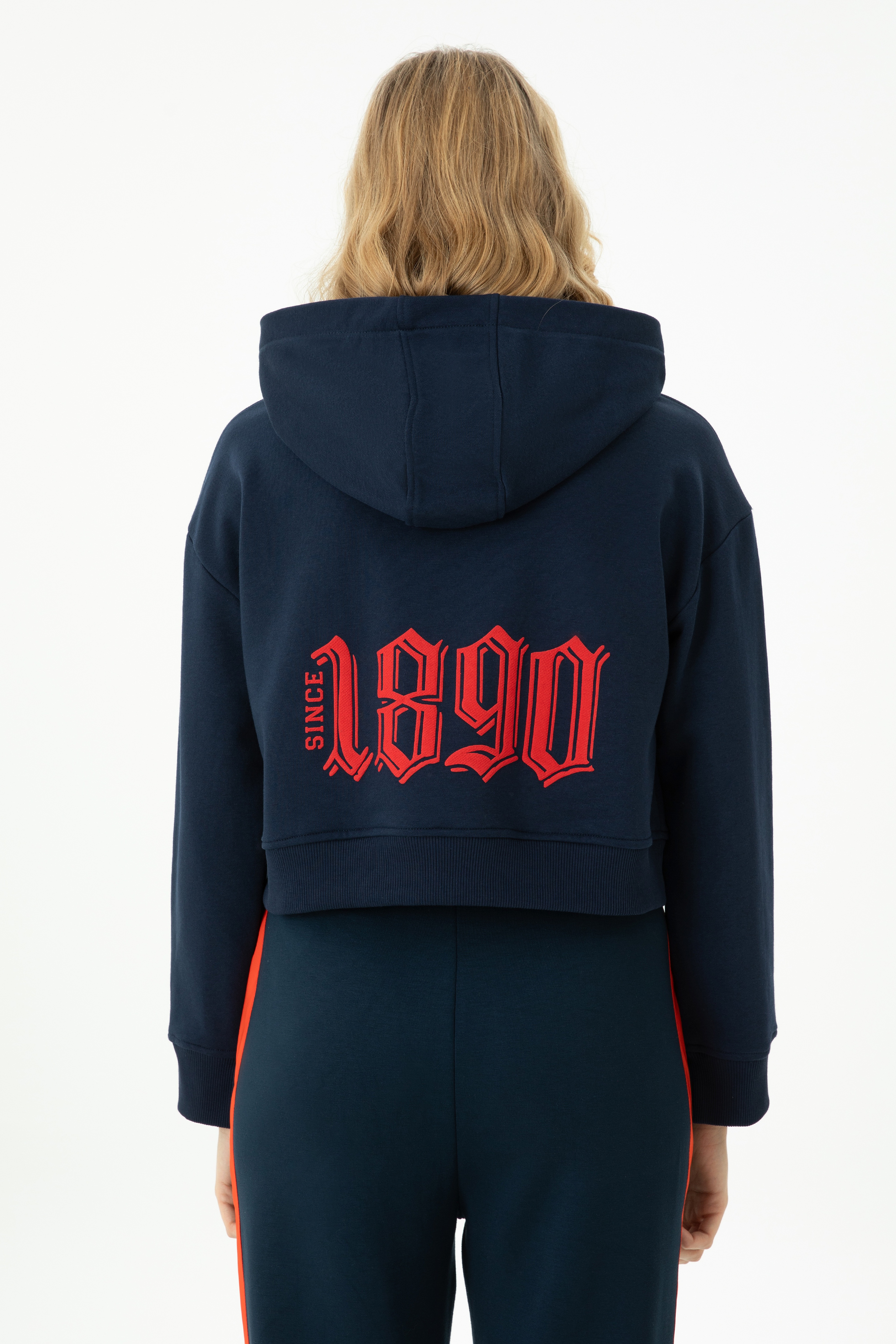 Kadın Lacivert Kapüşonlu Sweatshirt - Image 6