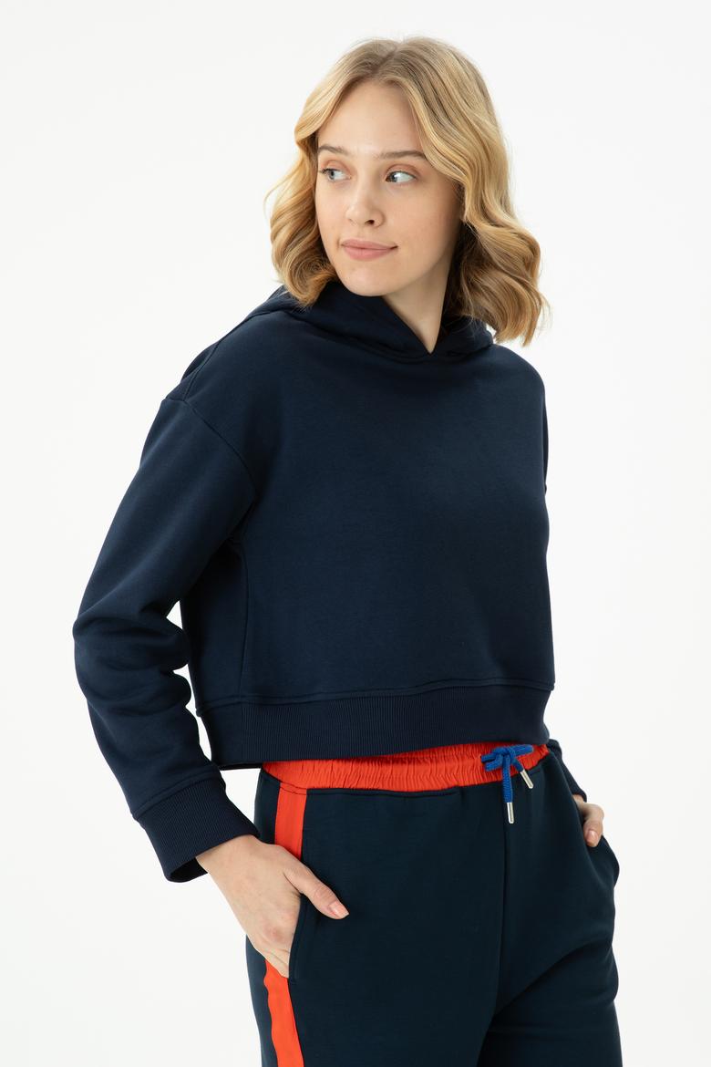 Kadın Lacivert Kapüşonlu Sweatshirt - 50271652029