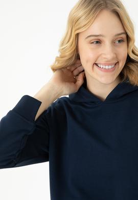 Kadın Lacivert Kapüşonlu Sweatshirt - 50271652029