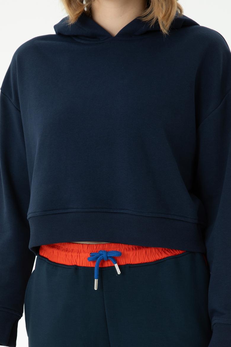 Kadın Lacivert Kapüşonlu Sweatshirt - 50271652029