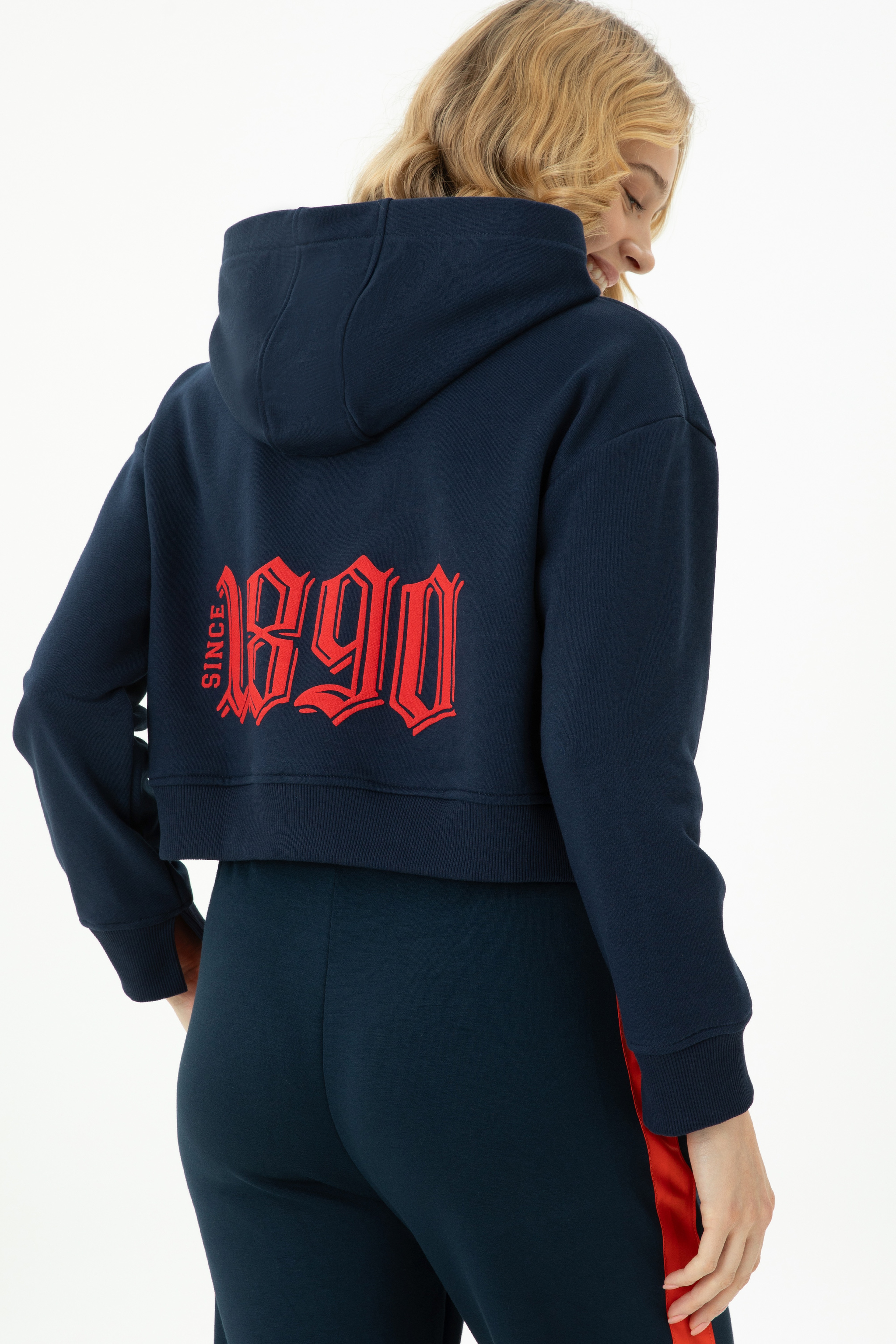 Kadın Lacivert Kapüşonlu Sweatshirt - Image 1
