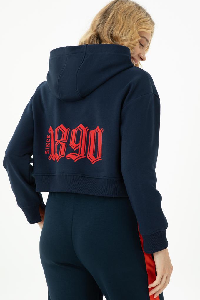 Kadın Lacivert Kapüşonlu Sweatshirt