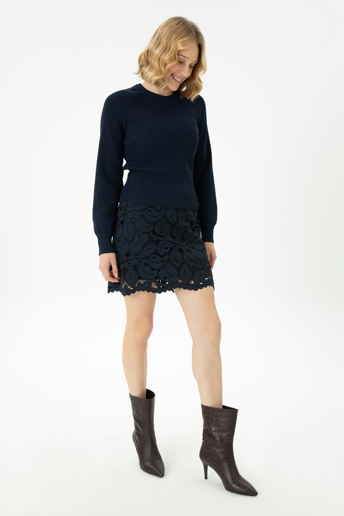 Kadın Lacivert Dokuma Etek