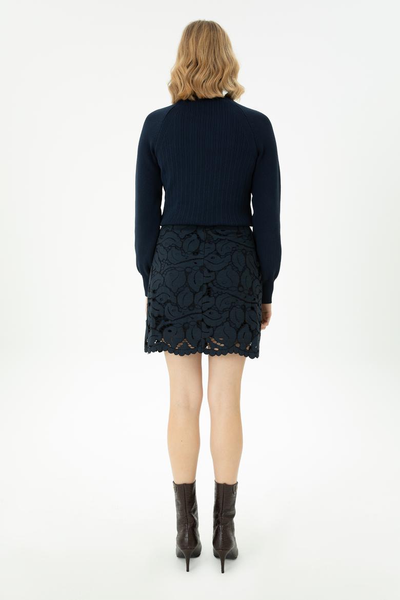 Kadın Lacivert Dokuma Etek - 50272130002