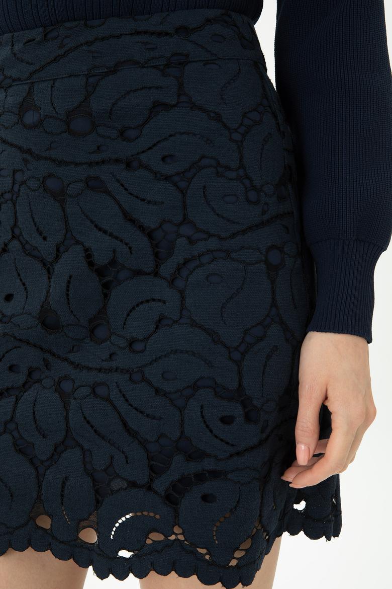 Kadın Lacivert Dokuma Etek - 50272130002