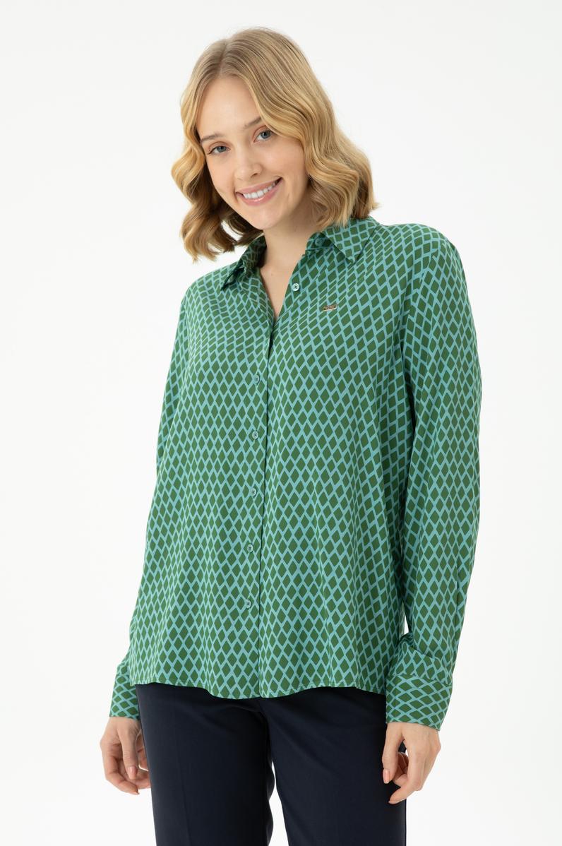 Kadın Mint Uzun Kollu Gömlek