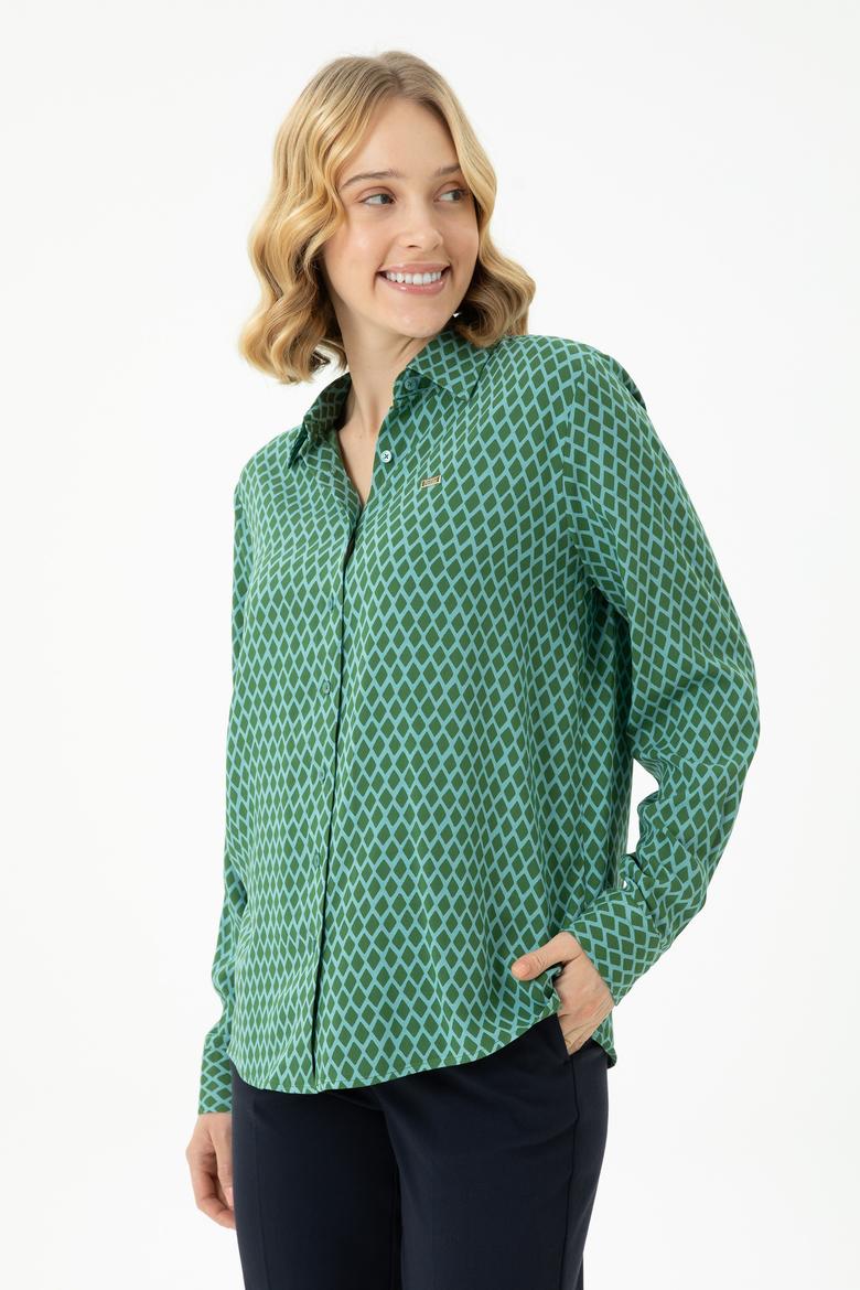 Kadın Mint Uzun Kollu Gömlek - 50272150018