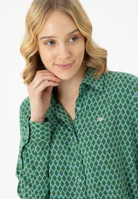Kadın Mint Uzun Kollu Gömlek - 50272150018