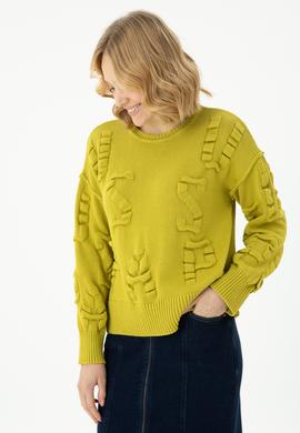 Kadın Fıstık Yeşili Bisiklet Yaka Kazak - 50270423021