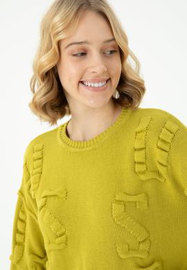 Kadın Fıstık Yeşili Bisiklet Yaka Kazak - 50270423021