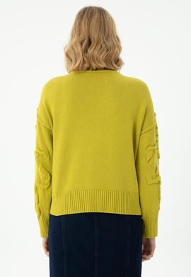 Kadın Fıstık Yeşili Bisiklet Yaka Kazak - 50270423021