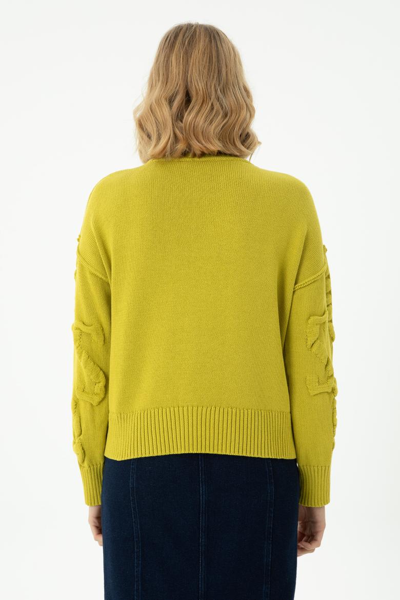 Kadın Fıstık Yeşili Bisiklet Yaka Kazak - 50270423021