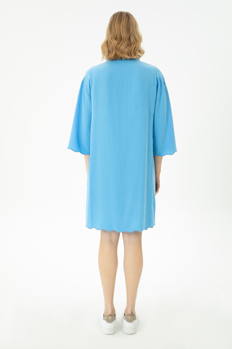 Kadın Mavi Mini Boy Dokuma Elbise - 50262583013