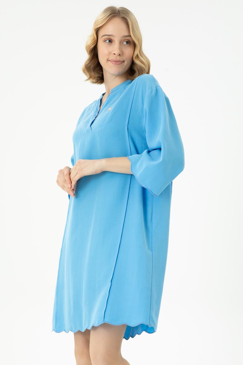 Kadın Mavi Mini Boy Dokuma Elbise - 50262583013