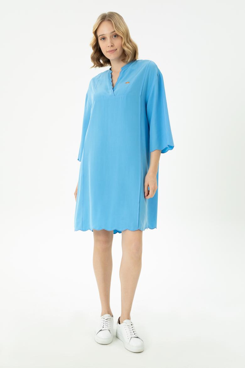 Kadın Mavi Mini Boy Dokuma Elbise - 50262583013