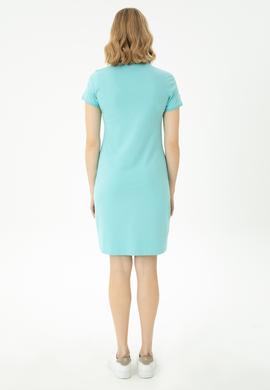 Kadın Su Yeşili Polo Yaka Örme Elbise - 50262696160