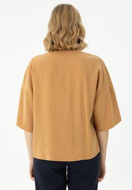 Kadın Camel Kısa Kollu Gömlek - 50263178002