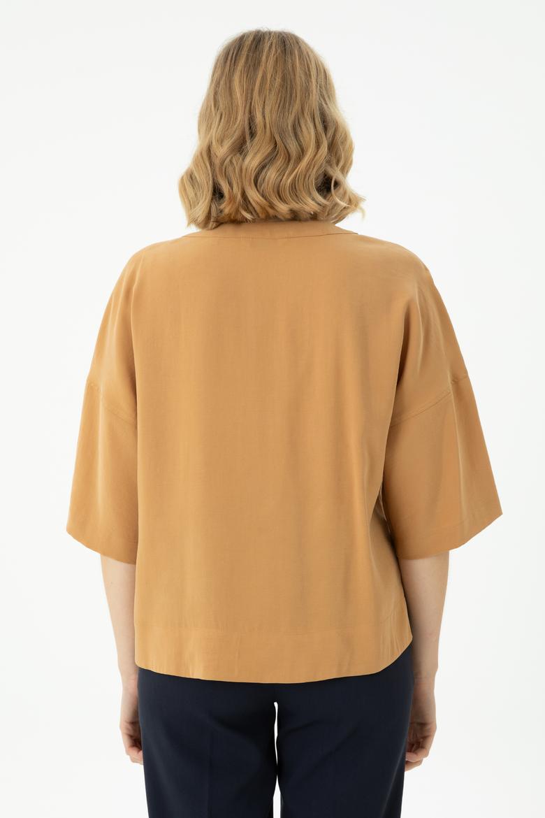 Kadın Camel Kısa Kollu Gömlek - 50263178002