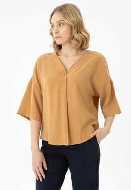 Kadın Camel Kısa Kollu Gömlek - 50263178002