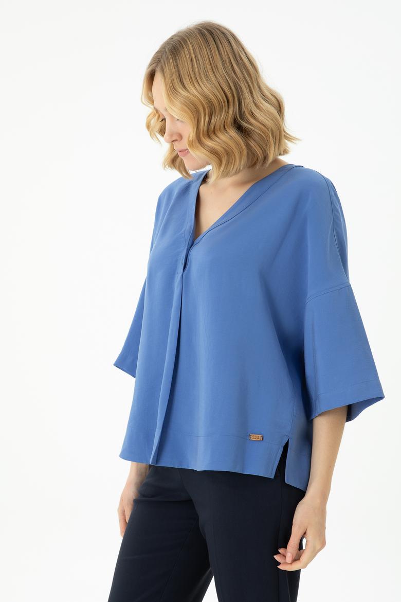 Kadın Saks Kısa Kollu Gömlek - 50263178010