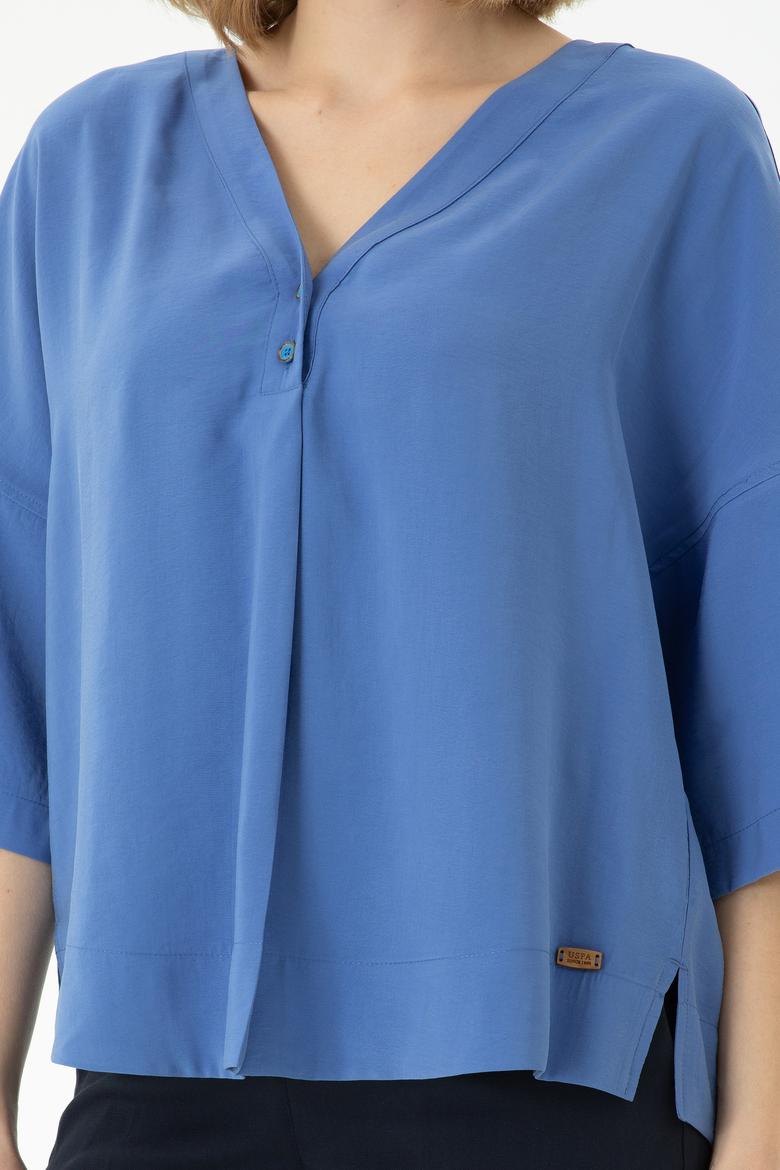 Kadın Saks Kısa Kollu Gömlek - 50263178010