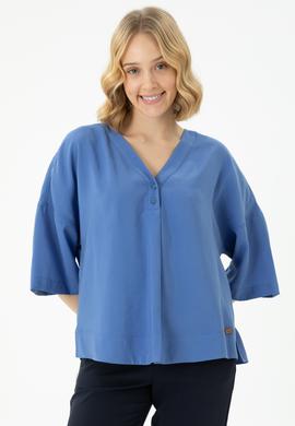 Kadın Saks Kısa Kollu Gömlek - 50263178010