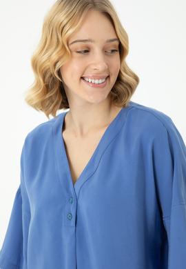 Kadın Saks Kısa Kollu Gömlek - 50263178010