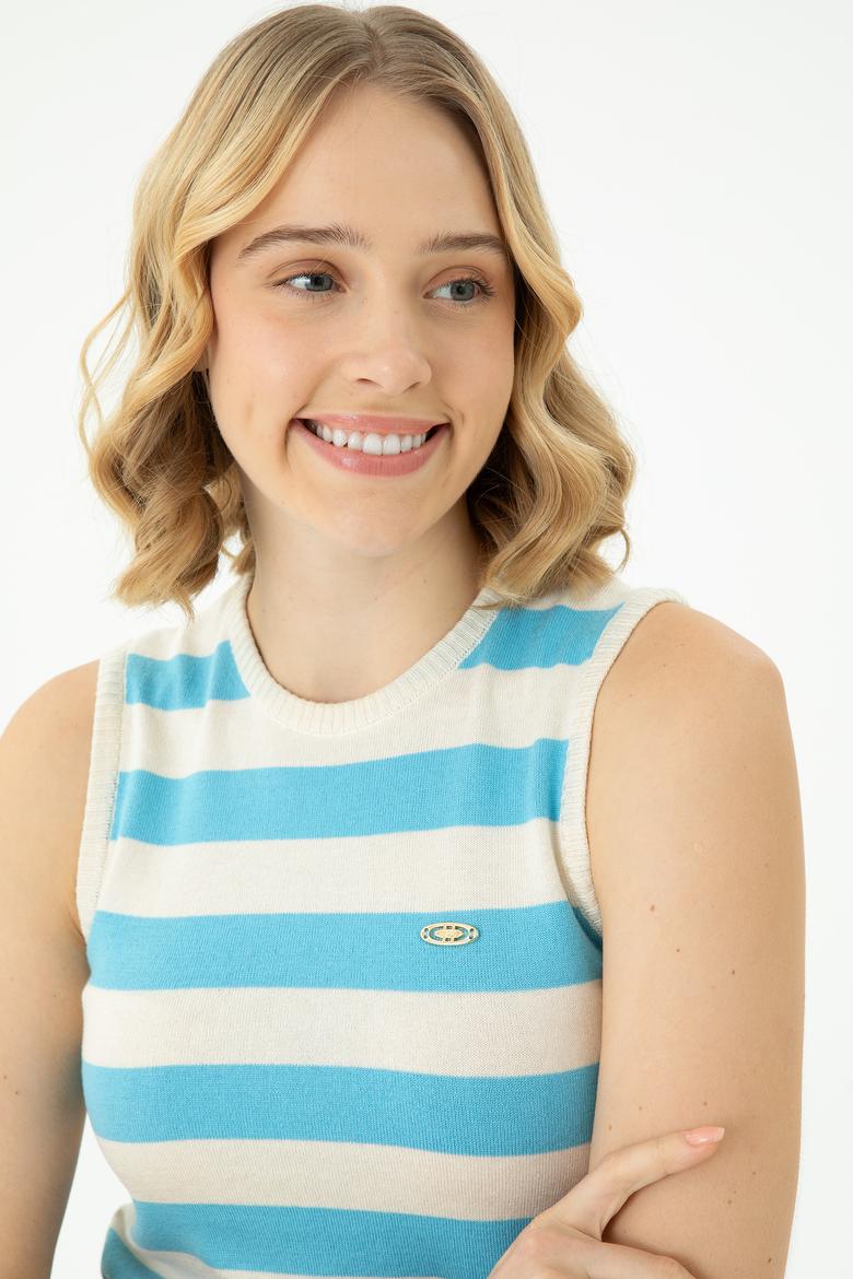 Kadın Turkuaz Bisiklet Yaka Kazak - 50264623019