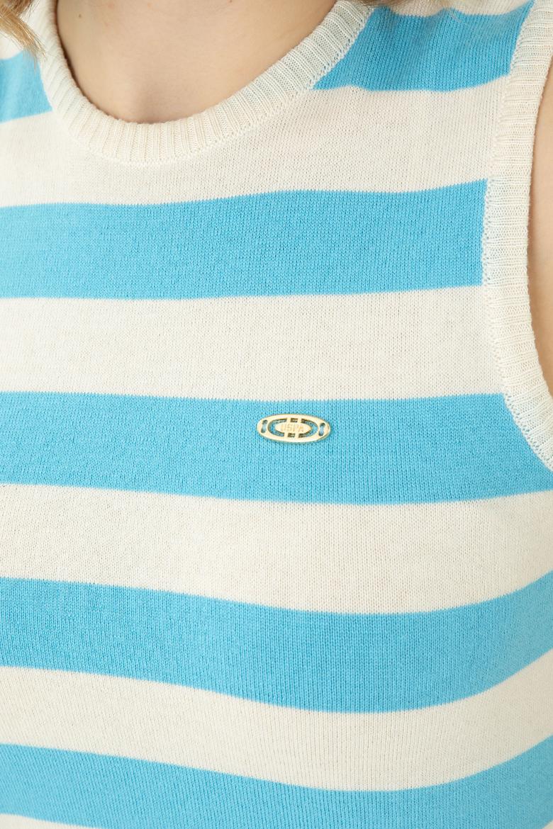 Kadın Turkuaz Bisiklet Yaka Kazak - 50264623019