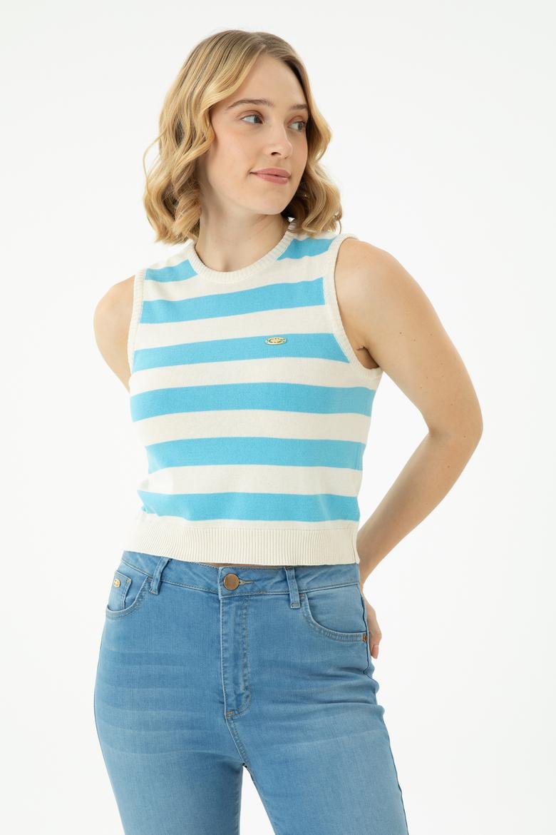 Kadın Turkuaz Bisiklet Yaka Kazak - 50264623019