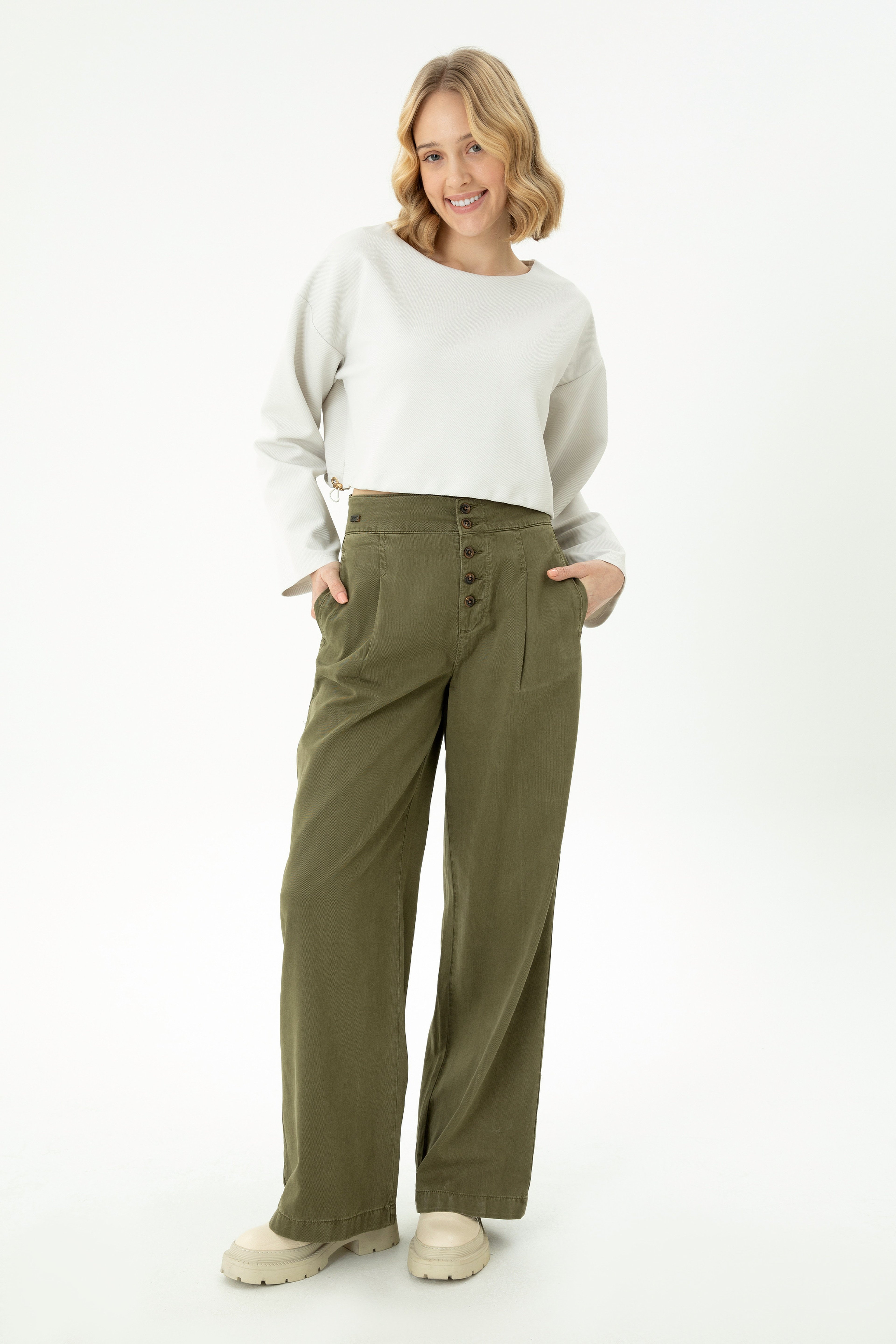 Kadın Taş Bisiklet Yaka Sweatshirt - Image 4