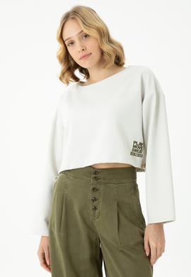 Kadın Taş Bisiklet Yaka Sweatshirt - 50271597015