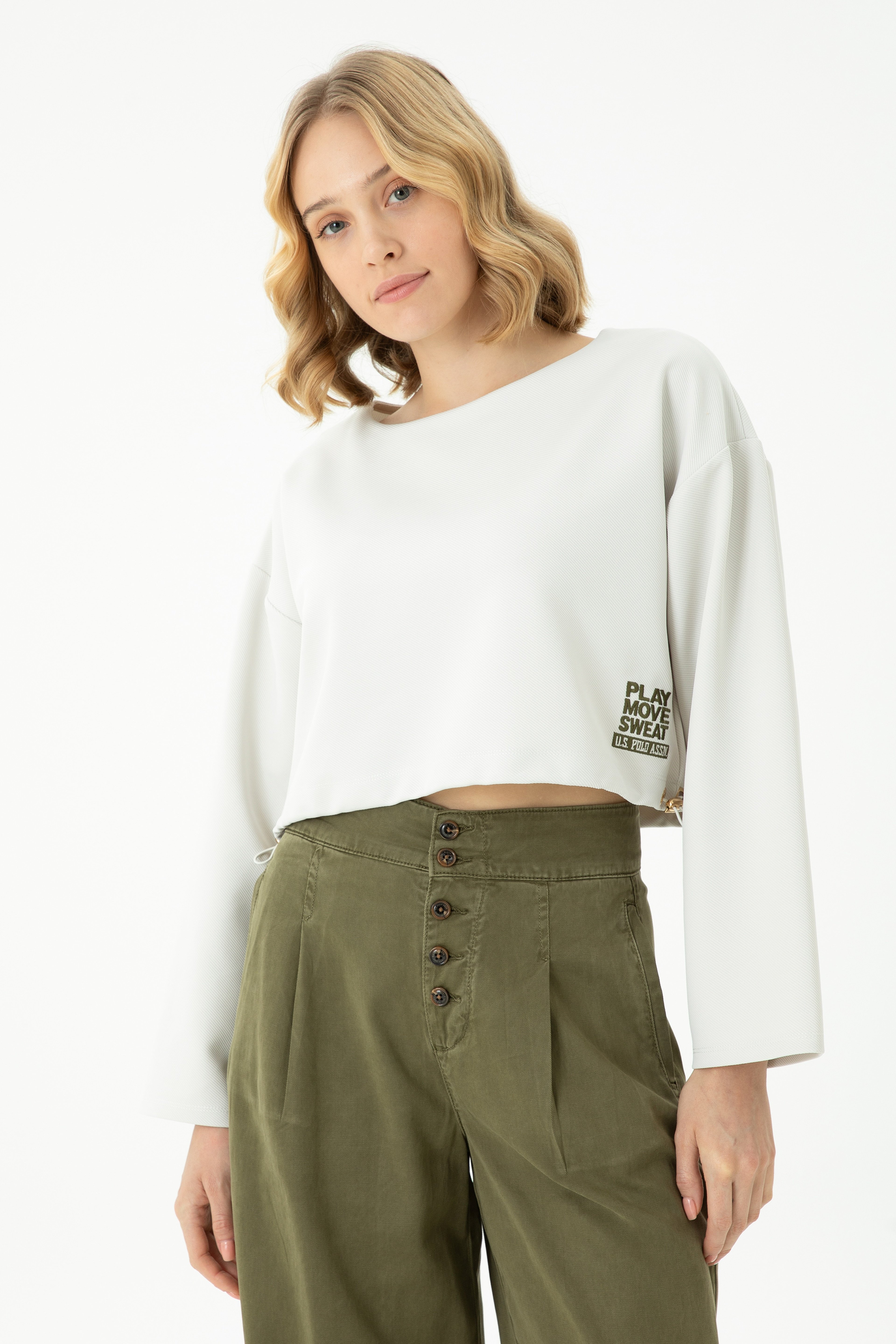 Kadın Taş Bisiklet Yaka Sweatshirt - Image 3