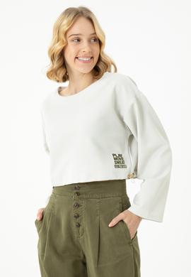 Kadın Taş Bisiklet Yaka Sweatshirt - 50271597015