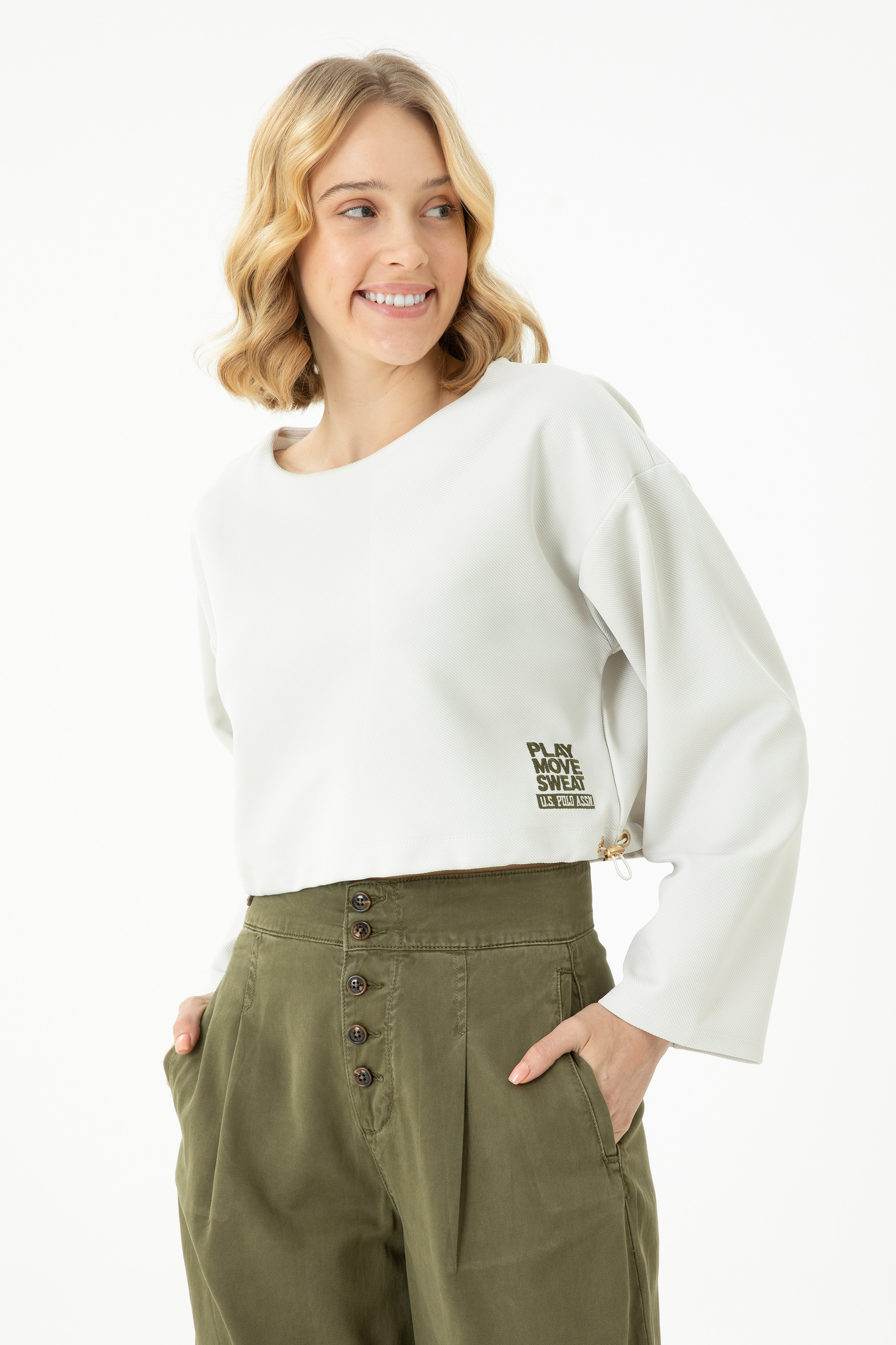 Kadın Taş Bisiklet Yaka Sweatshirt - Image 1