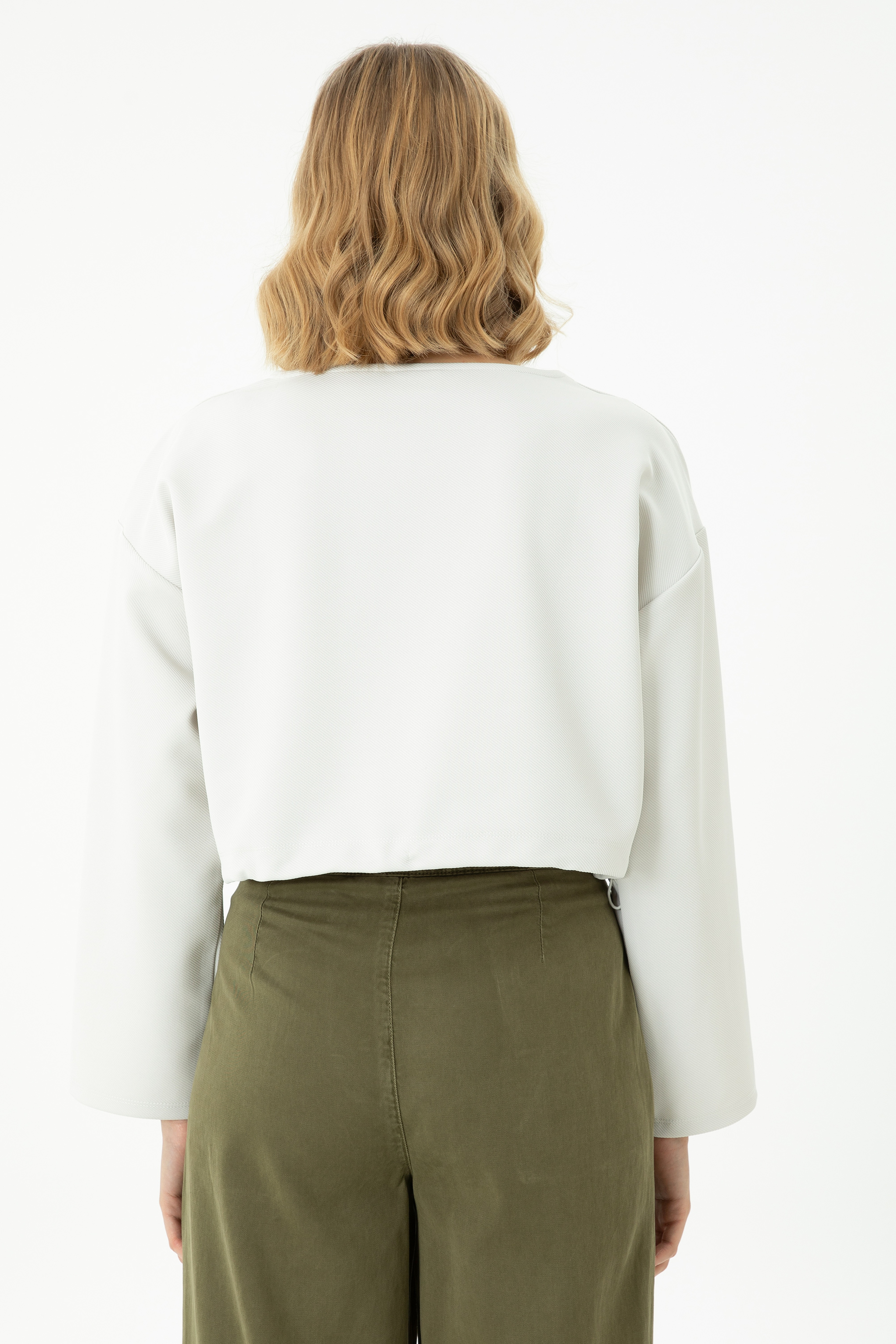 Kadın Taş Bisiklet Yaka Sweatshirt - Image 5