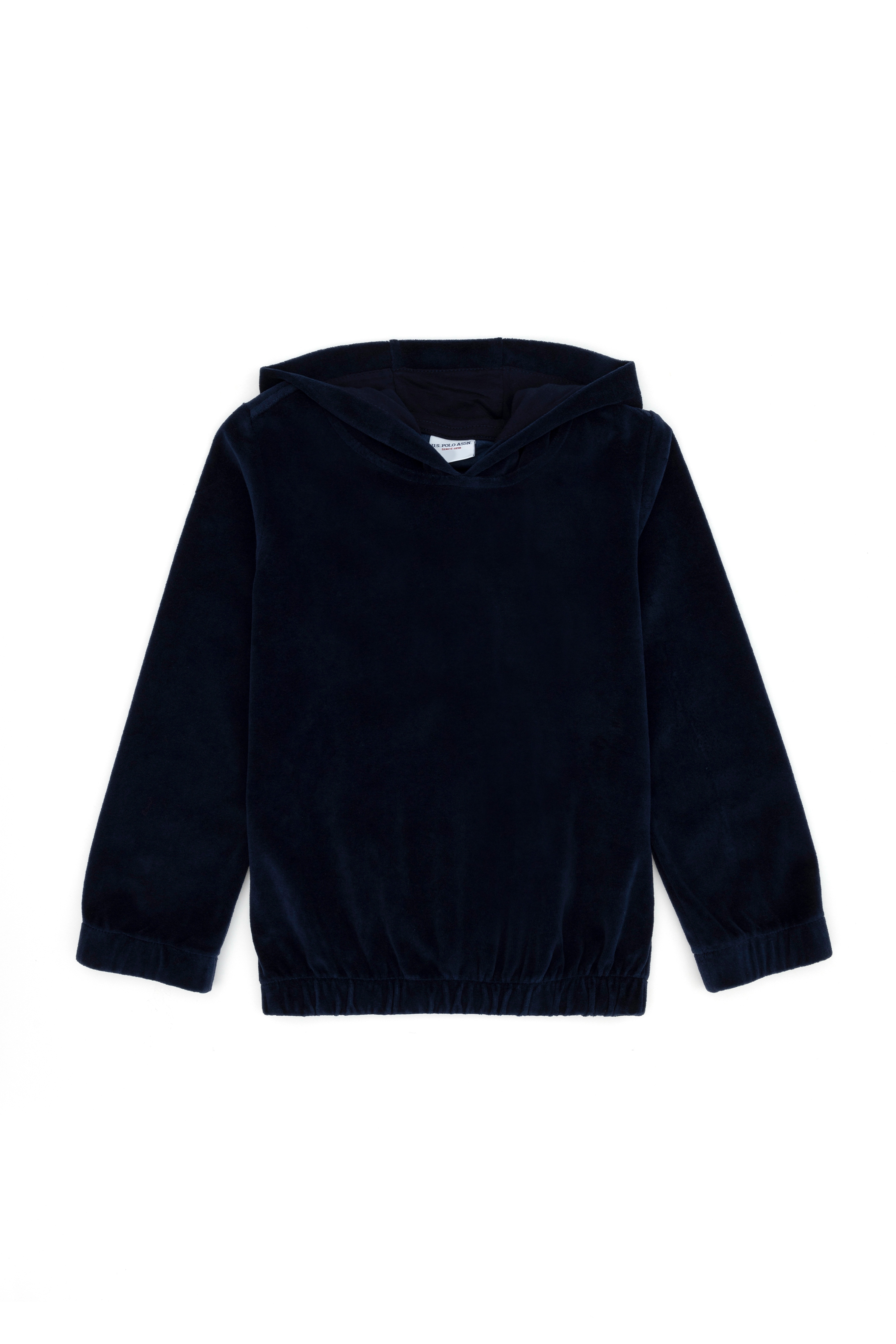 Kız Çocuk Lacivert Kapüşonlu Kadife Sweatshirt - Image 1
