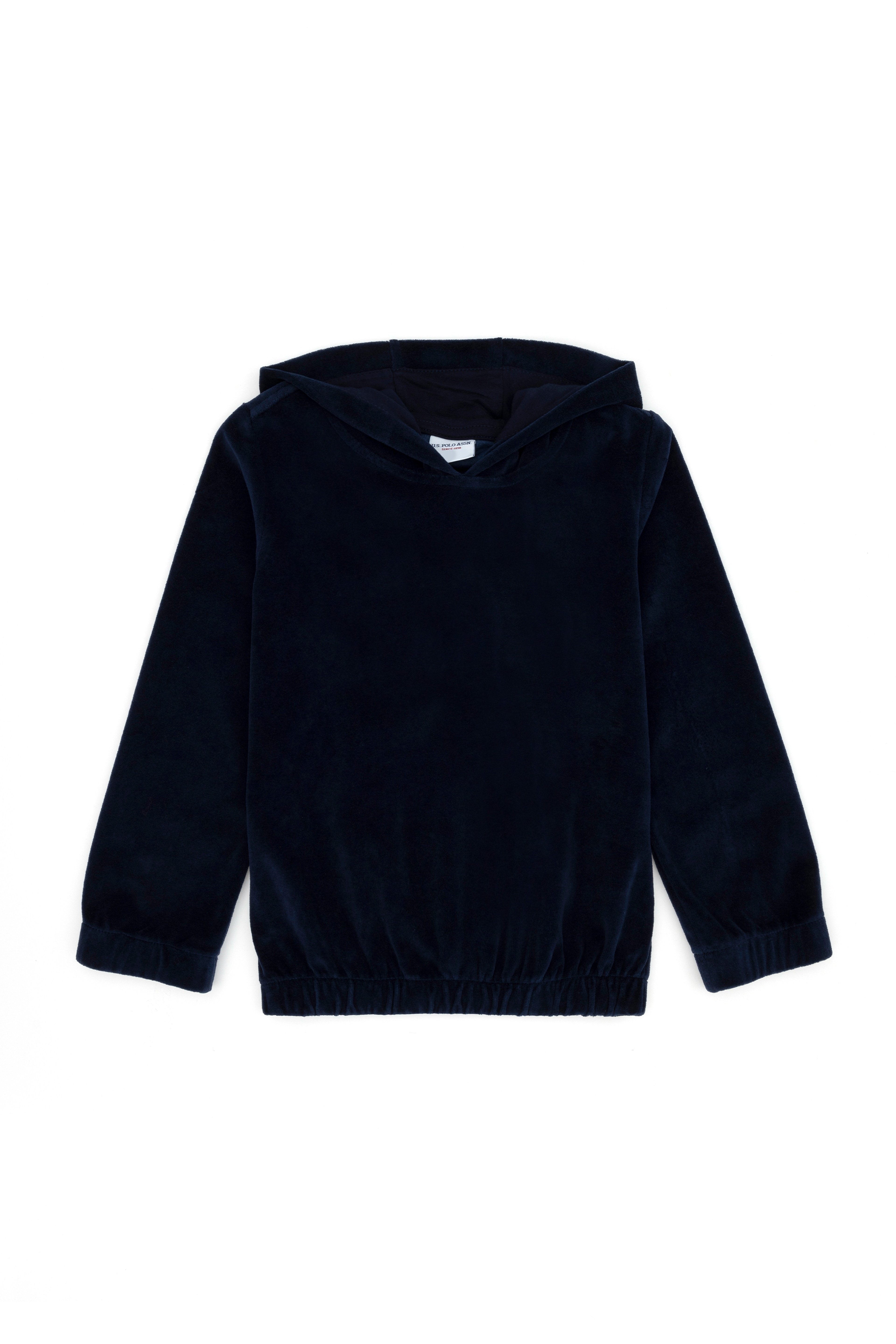 Kız Çocuk Lacivert Kapüşonlu Kadife Sweatshirt
